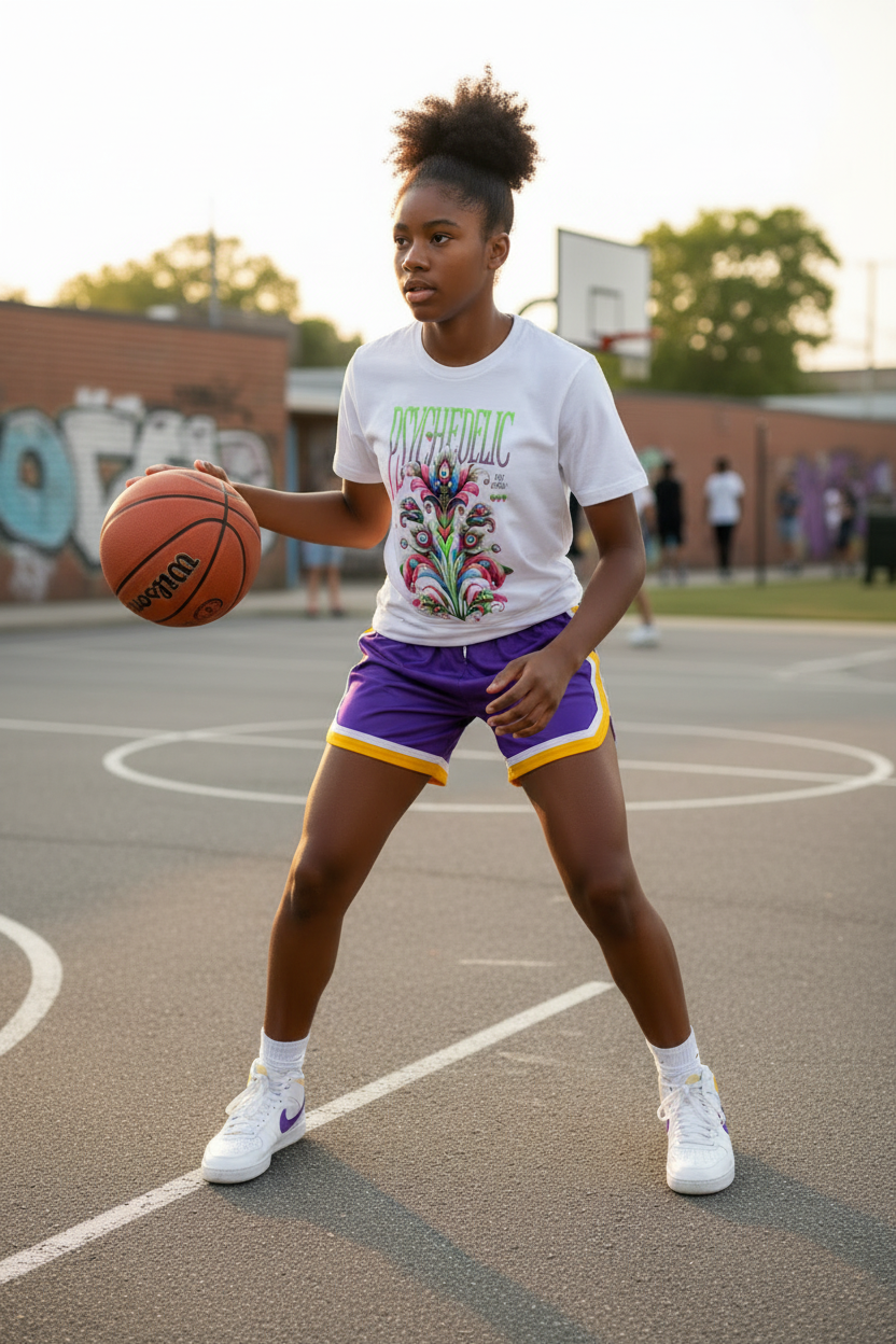 Psychedelic Court Vibes Graphic Tee - Youth 🏀✨ (Copy)