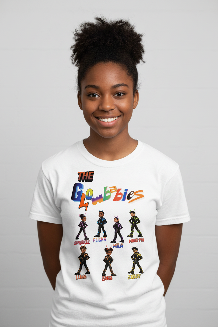 Glowbabies T-shirt on teenage Black girl